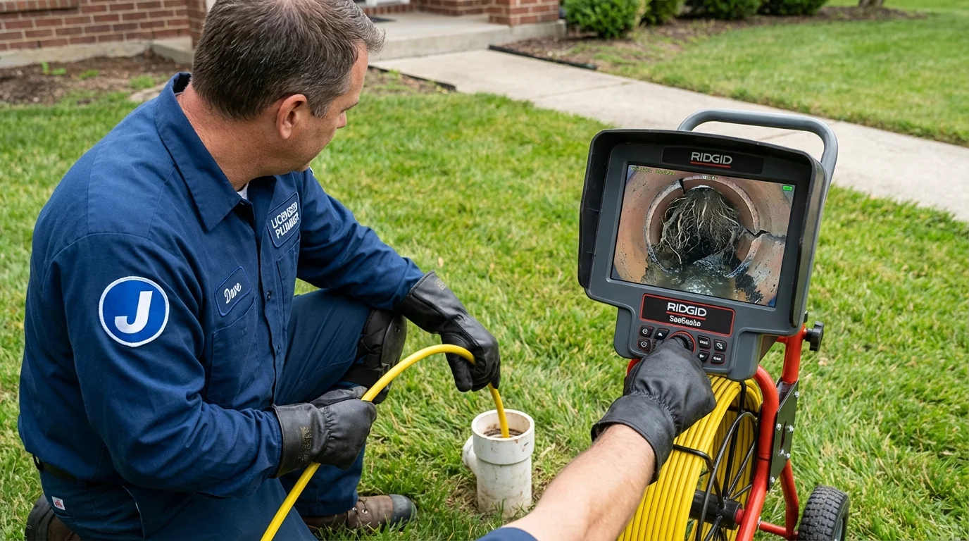 Sewer camera inspection being performed by Johns Plumbing LLC in Hellertown